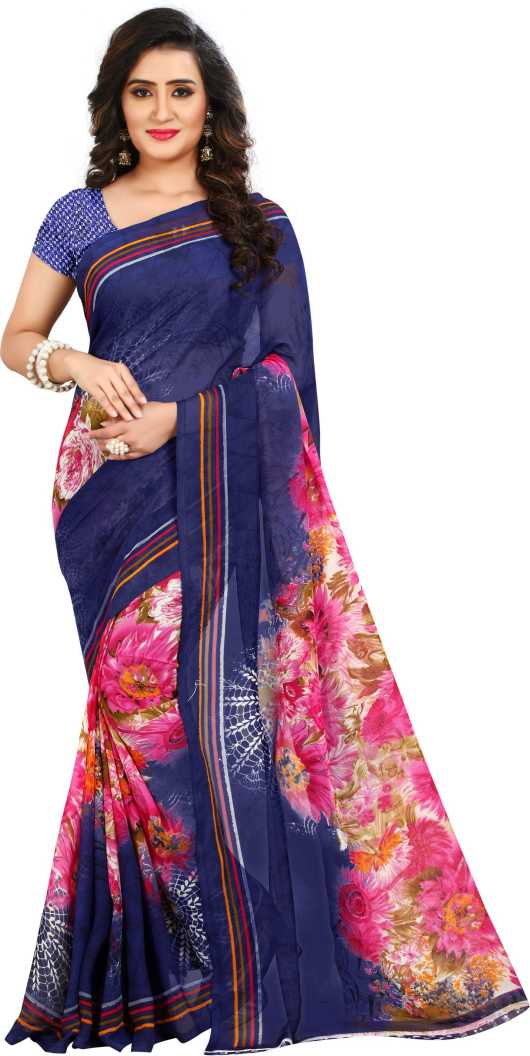 Ombre, Floral Print Daily Wear Georgette Saree